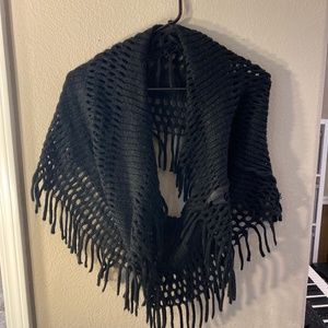 Steve Madden black mesh knit wide infinity scarf